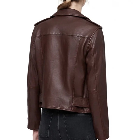 All Saints Dark Balfern Brown Leather Jacket - Picture 3 of 13